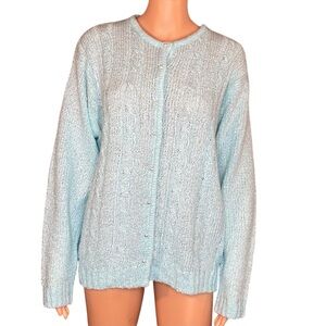 Liz Thomas Women's Light Blue Cable Knit Sweater